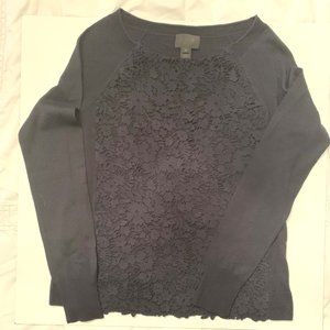 J. Crew Navy Lace Front Crewneck Sweater